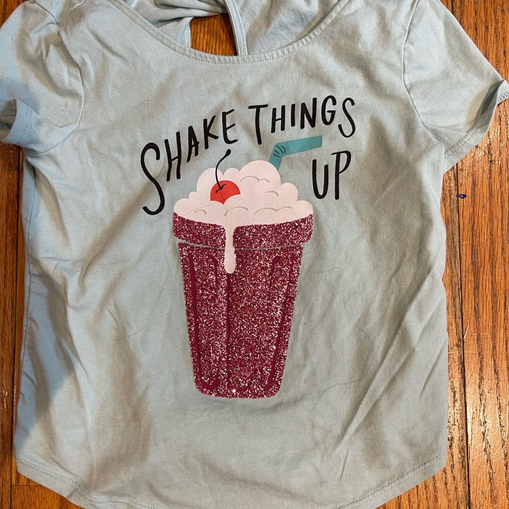 Old navy girls milk shake glitter short sleeve top SZ 5
